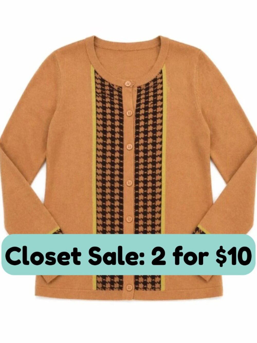 BECHAMEL Vintage Houndstooth Sweater Cardigan - Large